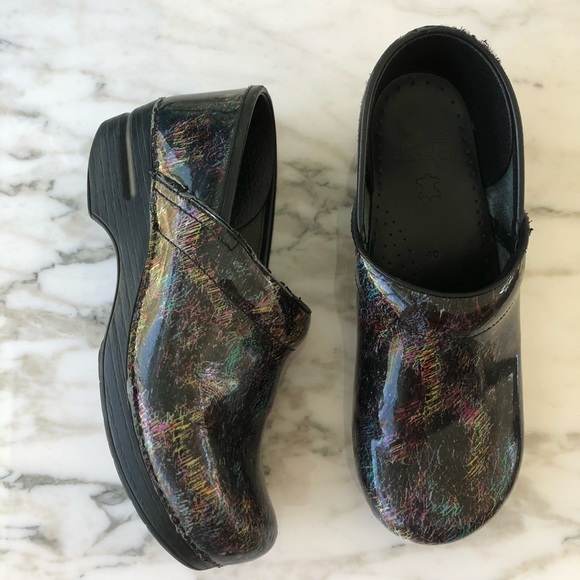 dansko rainbow clogs